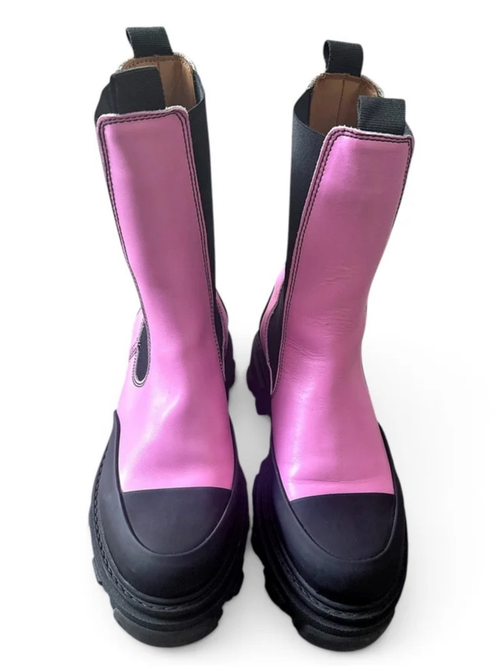 GANNI Women’s Pink and Black Platform Chelsea Boots
